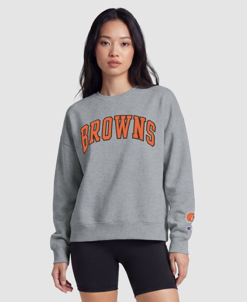 Cleveland Browns Women's Contrast Lined Sweatshirt - Heather Gray