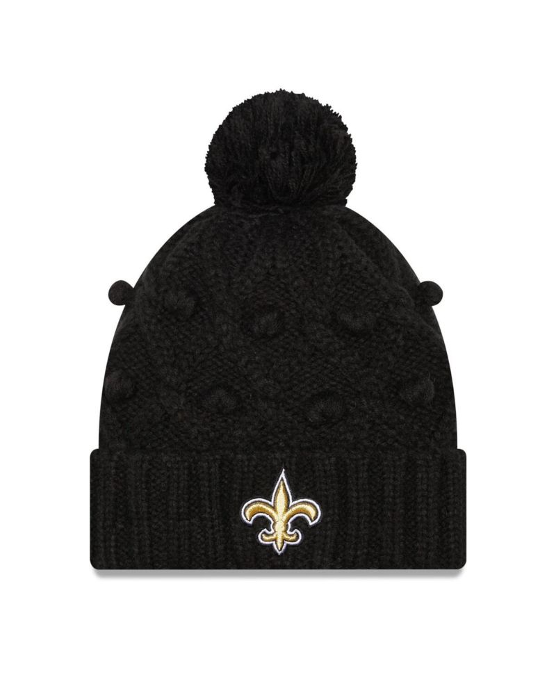 Women's Black New Orleans Saints Toasty Cuffed Knit Hat with Pom