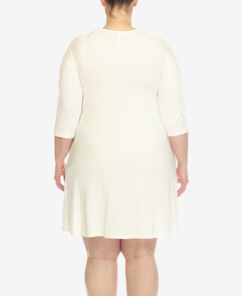 Plus Size Criss Cross Neckline 3/4 Sleeve Swing Dress