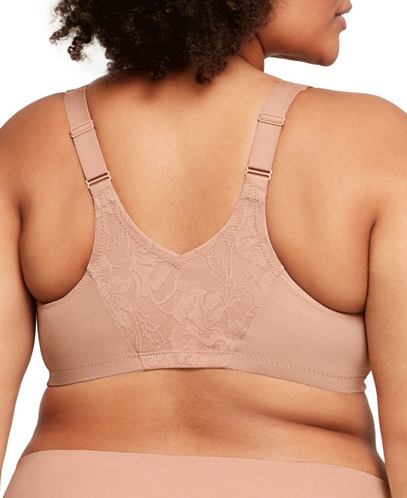 Women's Full Figure Wonderwire Front Close Stretch Lace Bra with Narrow Set Straps 9246