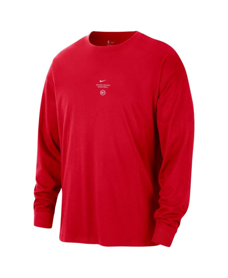 Men's Red Detroit Pistons 2026 Standard Issue Pre-Game Performance Long Sleeve T-Shirt