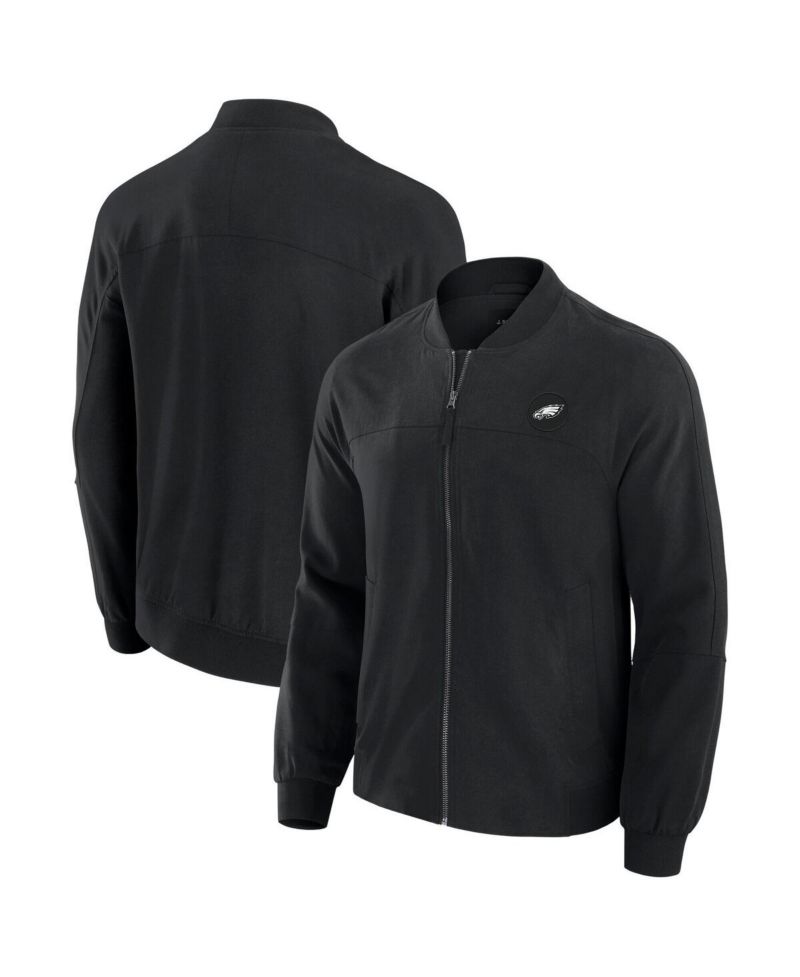Men's Black Philadelphia Eagles Lightweight Cover-4 Tri-Blend Full-Zip Jacket