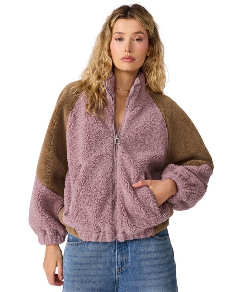 Women's Nina Colorblock Sherpa Stand Collar Jacket