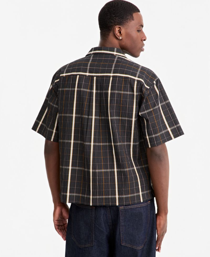 Men's Plaid Camp-Collar Short-Sleeve Shirt