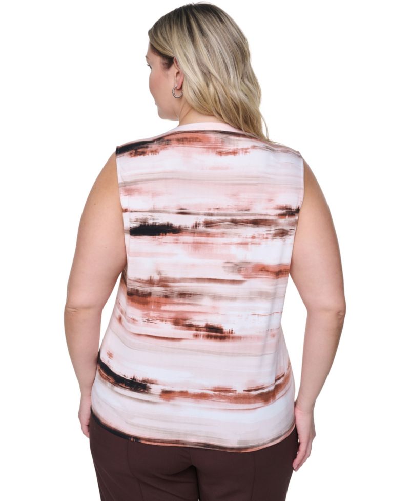 Plus Size Sleeveless Ruffle-Front V-Neck Top