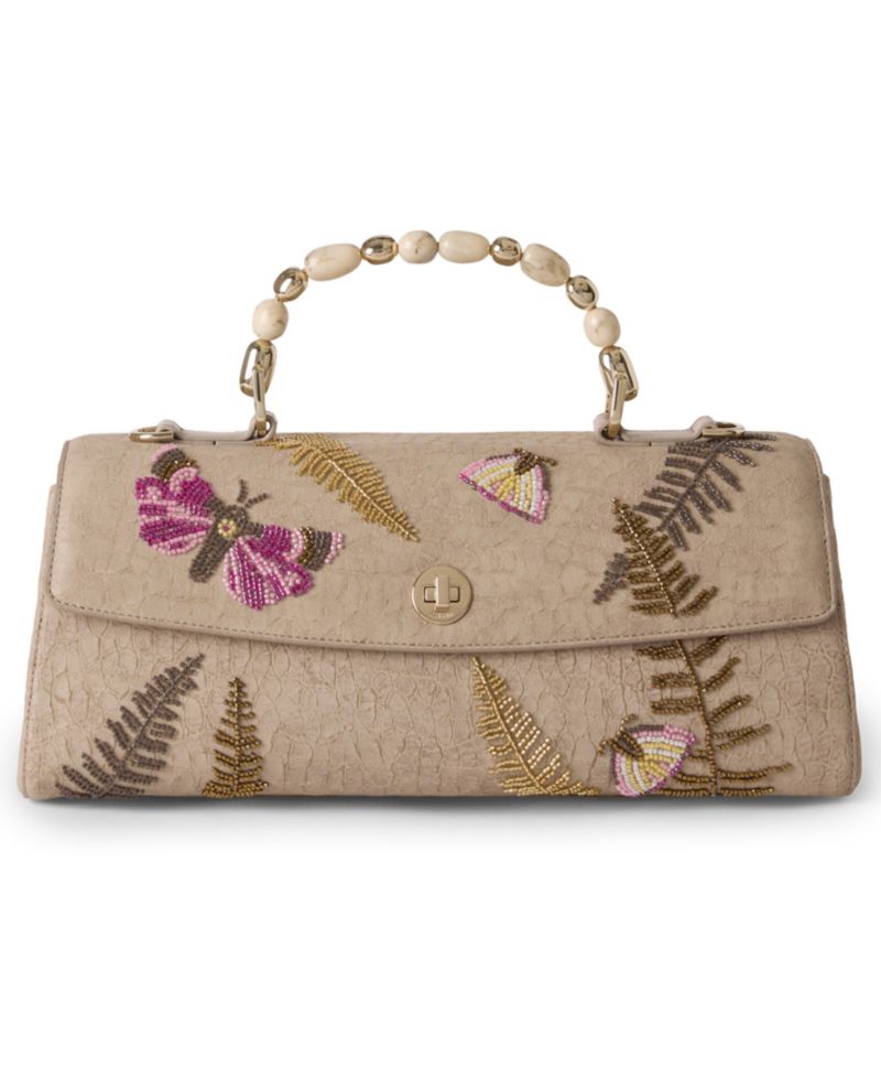 Dayan Woodland Leather Medium Fossilized Satchel Handbag