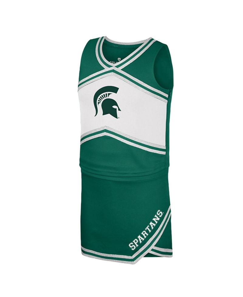 Big Girls 2-Piece Green Michigan State Spartans Cheerleader Top and Skirt Set