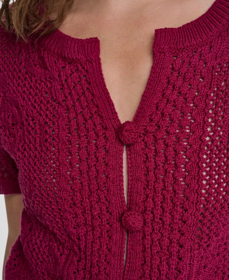 Women's Short-Sleeve Crewneck Cardigan