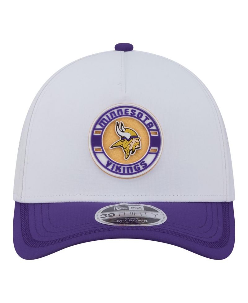 Men's White/Purple Minnesota Vikings Patch 39THIRTY A-Frame M-Crown Perforated Flex Hat