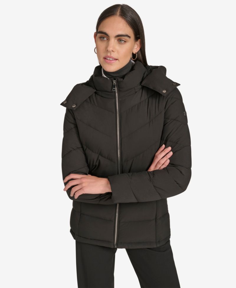 Women's Short Zip Front Puffer Jacket
