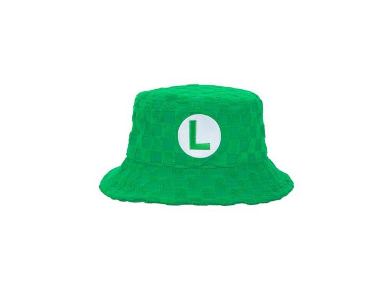 Men's Bros Luigi Logo Green Checkered Bucket Hat