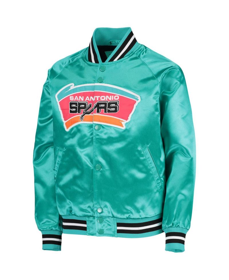 Big Boys Teal San Antonio Spurs Hardwood Classics Satin Raglan Full-Snap Jacket