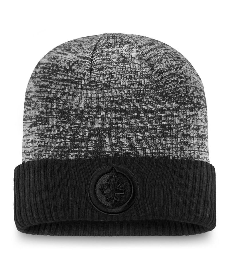 Men's Black Winnipeg Jets Authentic Pro Travel Training Cuffed Knit Hat