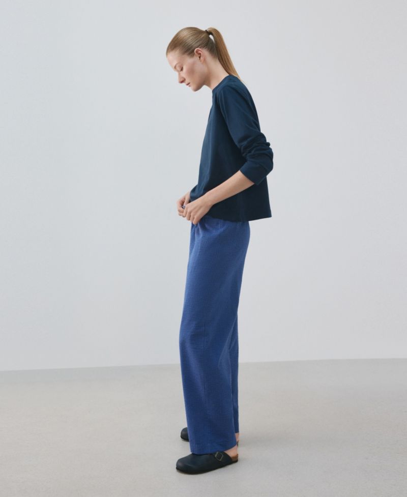 Women's Seersucker Striped Long-Sleeve Two-Piece Pajamas