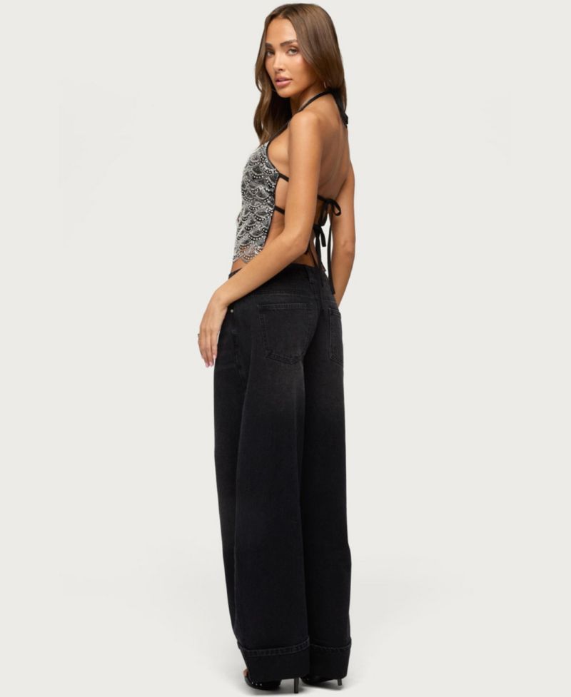 Women's Naira Beaded Metallic Halter Top