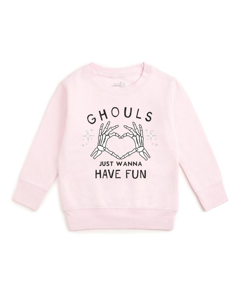 Girls' 4-16 Ghouls Just Wanna Have Fun Halloween Crewneck Long-Sleeve Sweatshirt