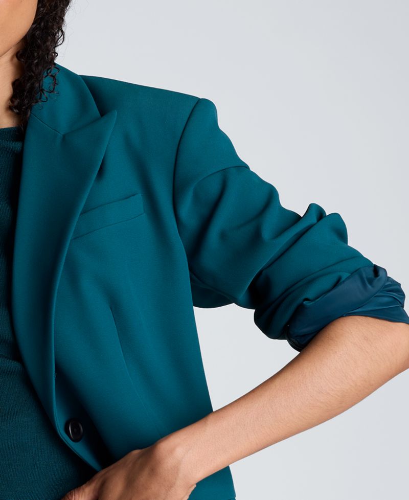 Women's Slim-Sleeve Zippers One-Button Blazer