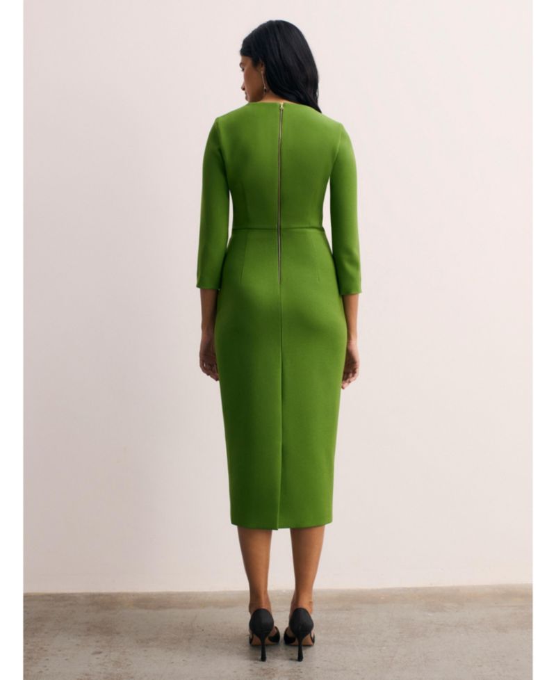 Women's Keyhole 3/4 Sleeve Midi Dress