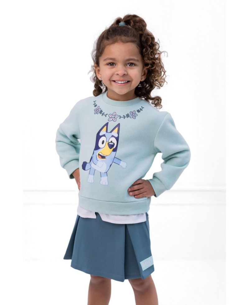 Girls' (5-12) Pleated 2-Piece Sweatshirt and Skirt Set