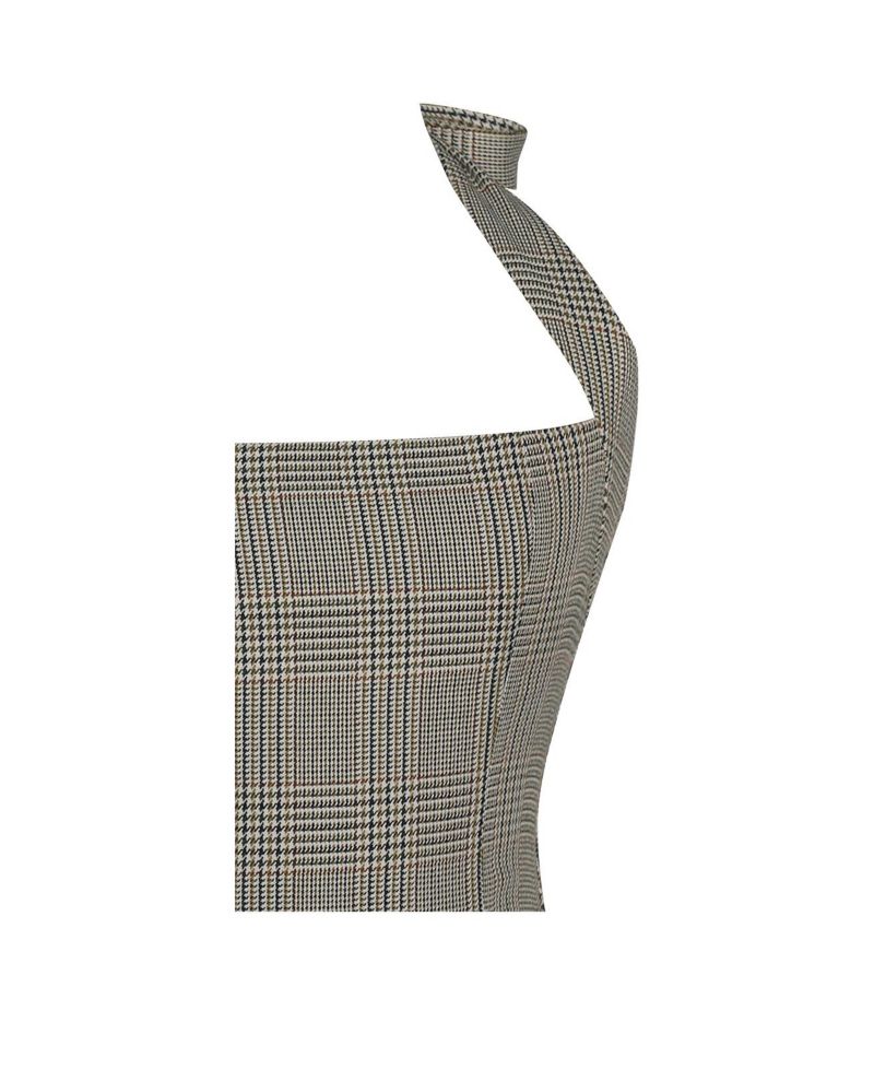 Women's Dacia Plaid Halter Lace-up Bubble Mini Dress