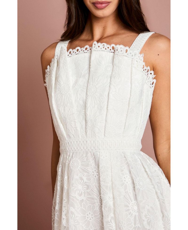 Women's Embroidered Lace Midi Dress
