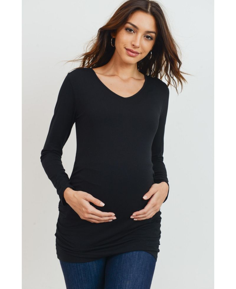 Maternity Casual Side Ruched Long Sleeve Top