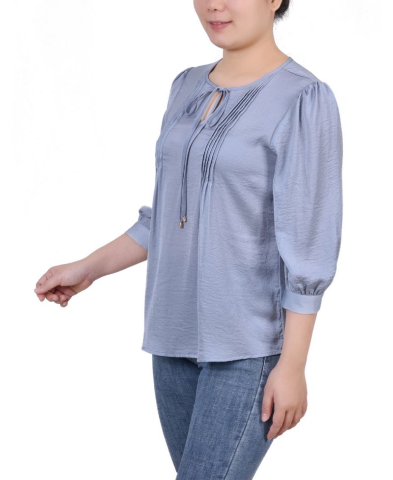 Petite Elbow Sleeve Satin Blouse