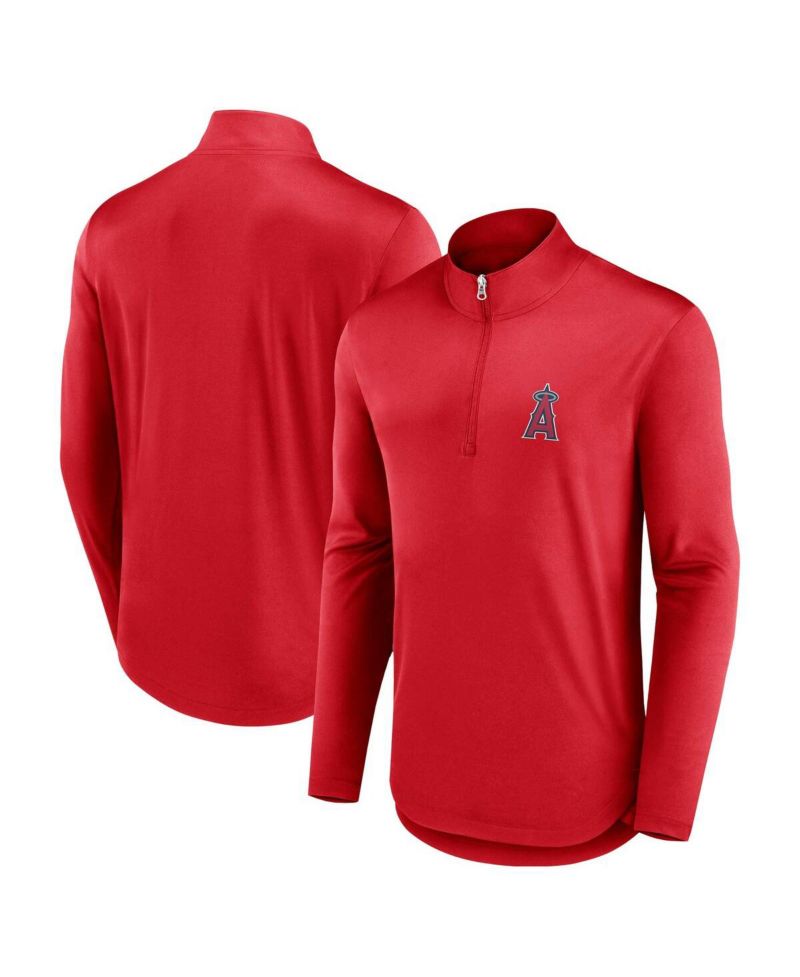 Men's Red Los Angeles Angels Quarterback Quarter-Zip Top