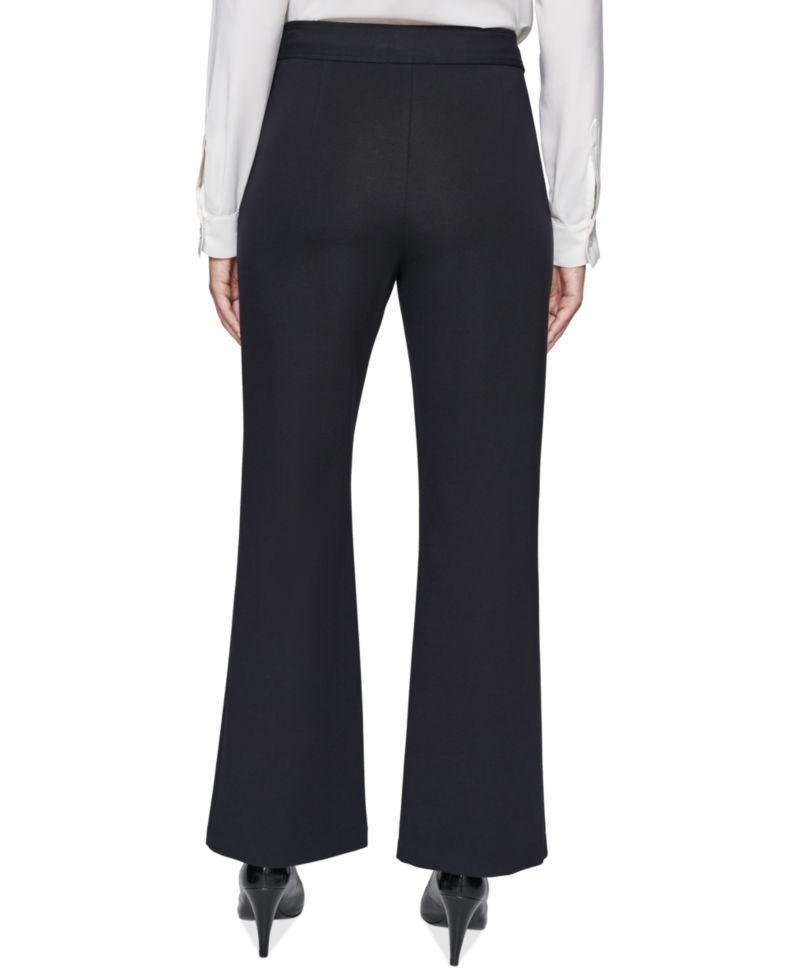 Faux-Zipper Mid-Rise Straight-Leg Ponte Pants