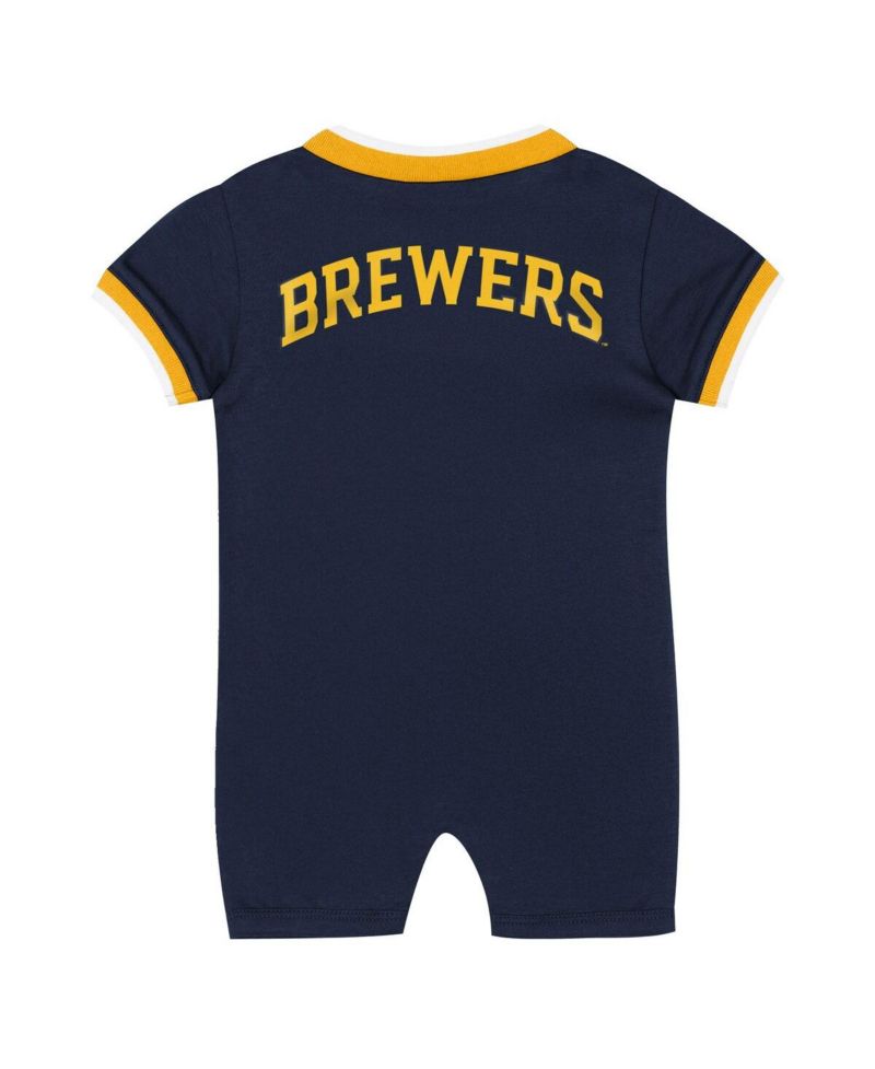 Baby Boys and Girls Navy Milwaukee Brewers Pinch Coverall