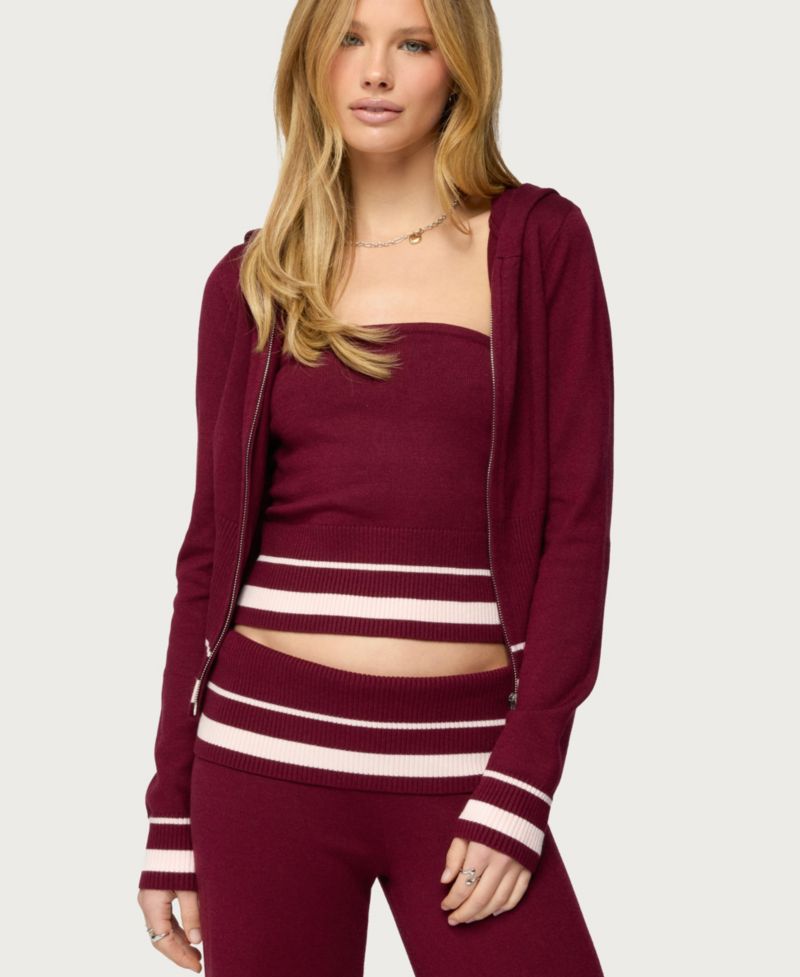Women's Kaliya Stripey Knit Zip Up Hoodie