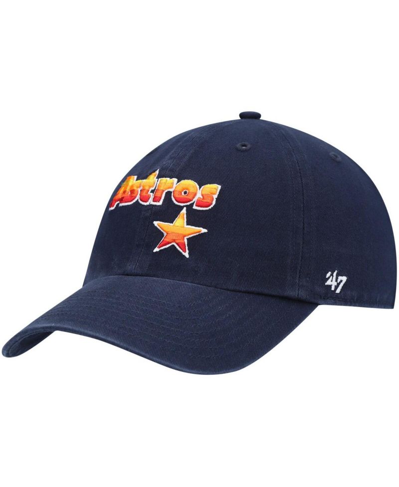 Men's Navy Houston Astros Logo Cooperstown Collection Clean Up Adjustable Hat