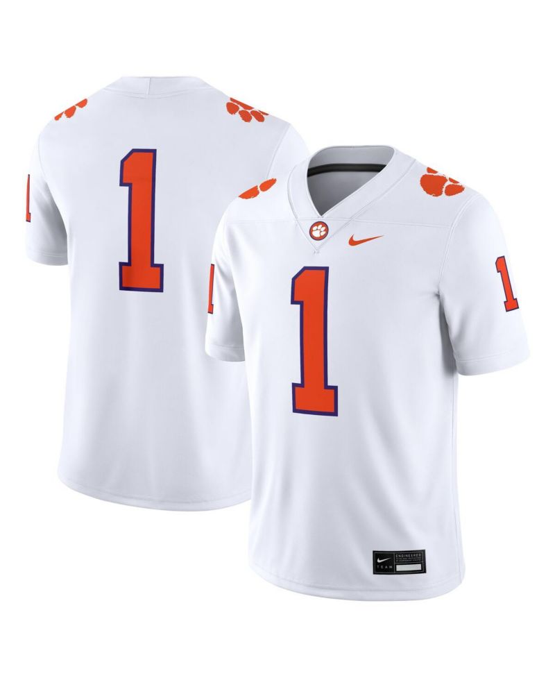 Men's 1 White Clemson Tigers Game Jersey