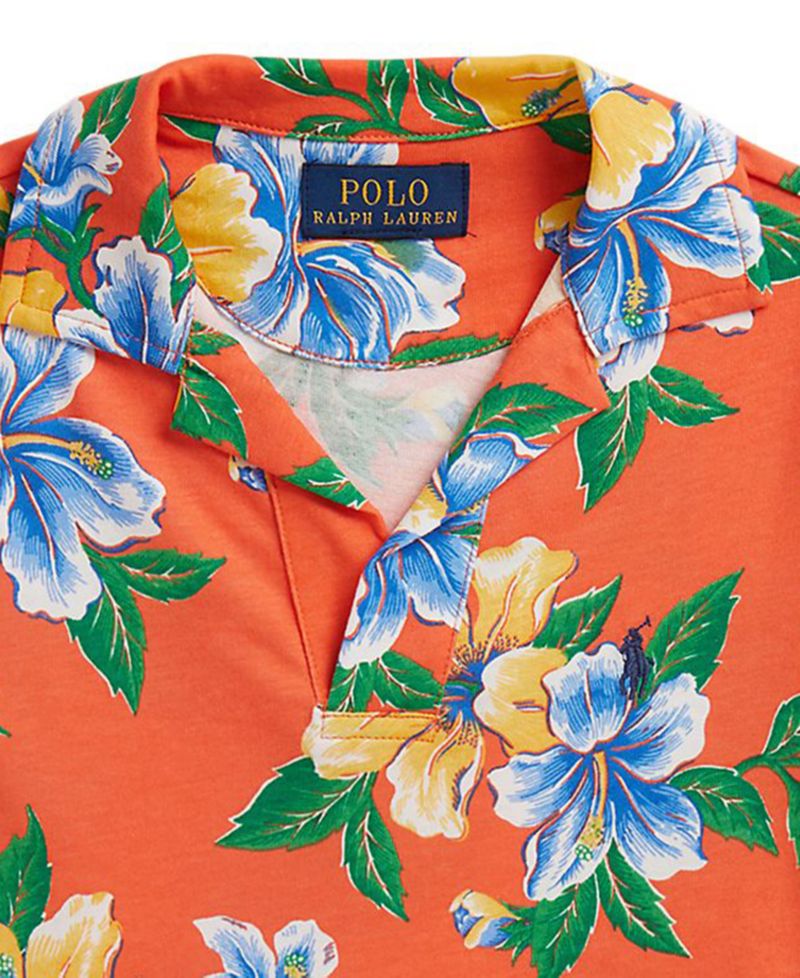 Boys' 2-7 Floral-Print Short-Sleeve Jersey Polo Shirt
