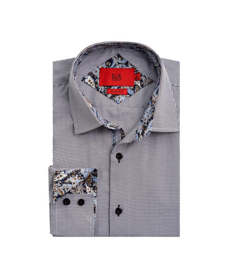 Men's Slim Fit Houndstooth Dress Shirt