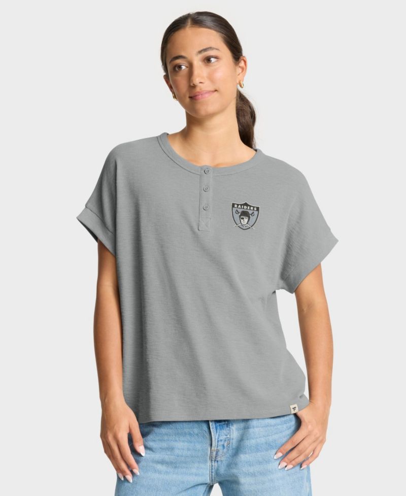 Women's Las Vegas Raiders Hometown Premium Oversized Short-Sleeve Henley Shirt