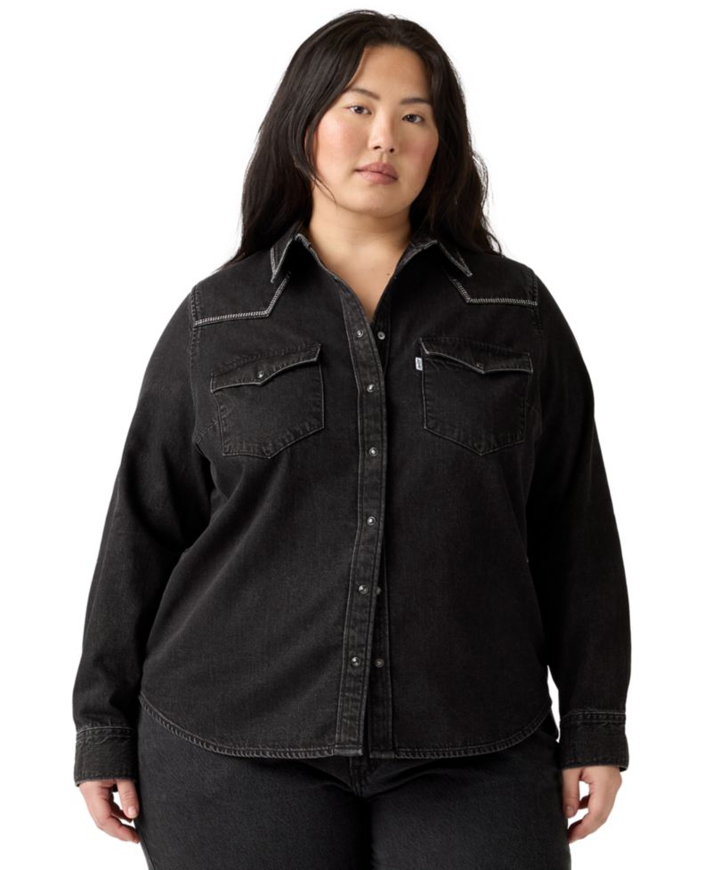 Plus Size Ultimate Western Denim Button-Up Shirt