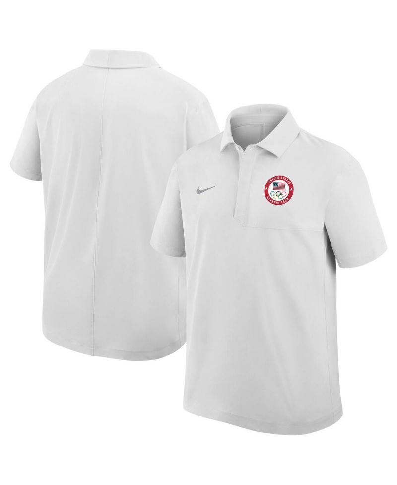 Men's White Team USA Woven Polo Shirt