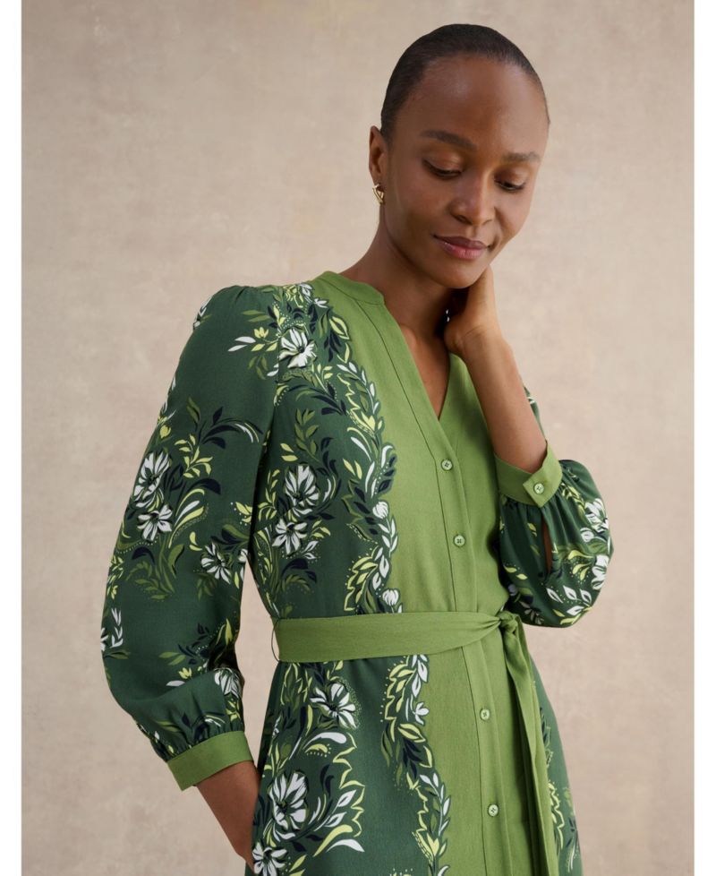 Women's Apolline Printed V-Neck Midi Shirt Dress