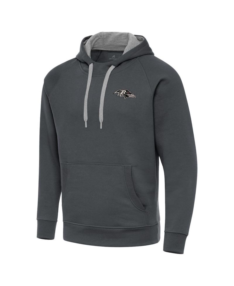 Men's Charcoal Baltimore Ravens Brushed Carbon Victory Pullover Hoodie