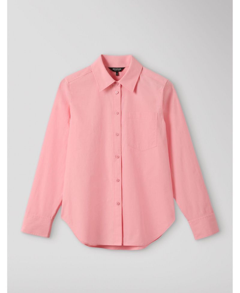 Women's Cotton Poplin Bib Detail Long-Sleeve Shirt
