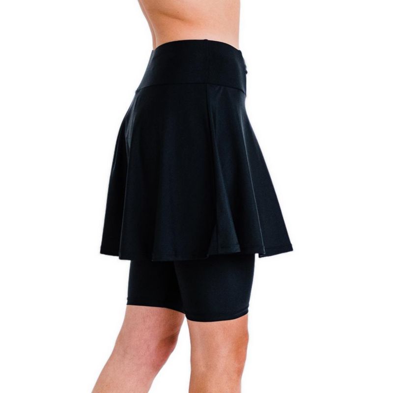 Women's Flared Mid-Thigh Swim Skirt With Bike Shorts