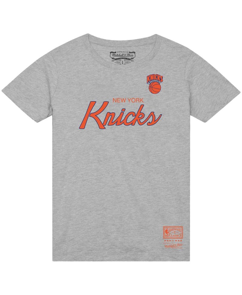Men's Heather Gray New York Knicks Big & Tall Hardwood Classics Vintage Wordmark T-Shirt