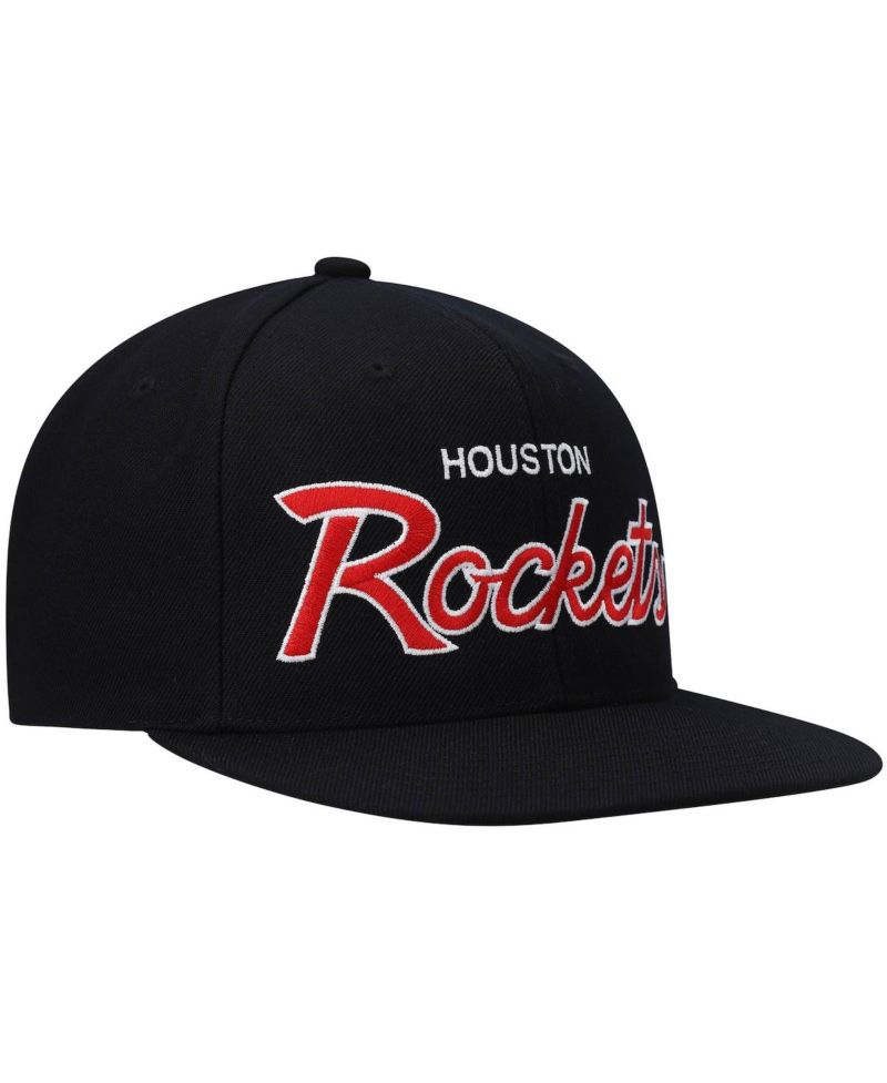 Men's Black Houston Rockets Hardwood Classics Script 2.0 Snapback Hat