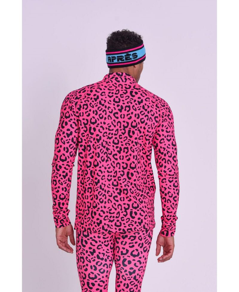 Men's Baselayer Top - Hotel California Pink Leopard