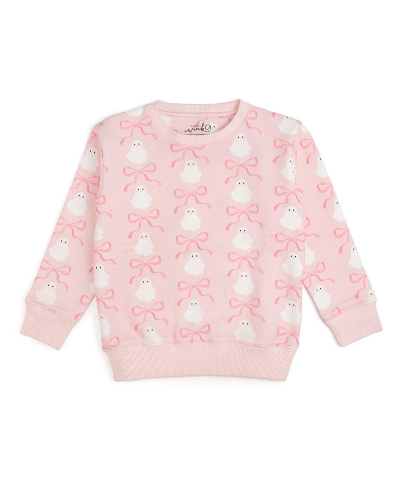Little and Big Girls Coquette Ghost Halloween Sweatshirt