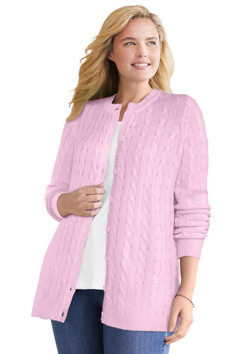 Women's Within Cotton Cable Knit Cardigan Sweater
