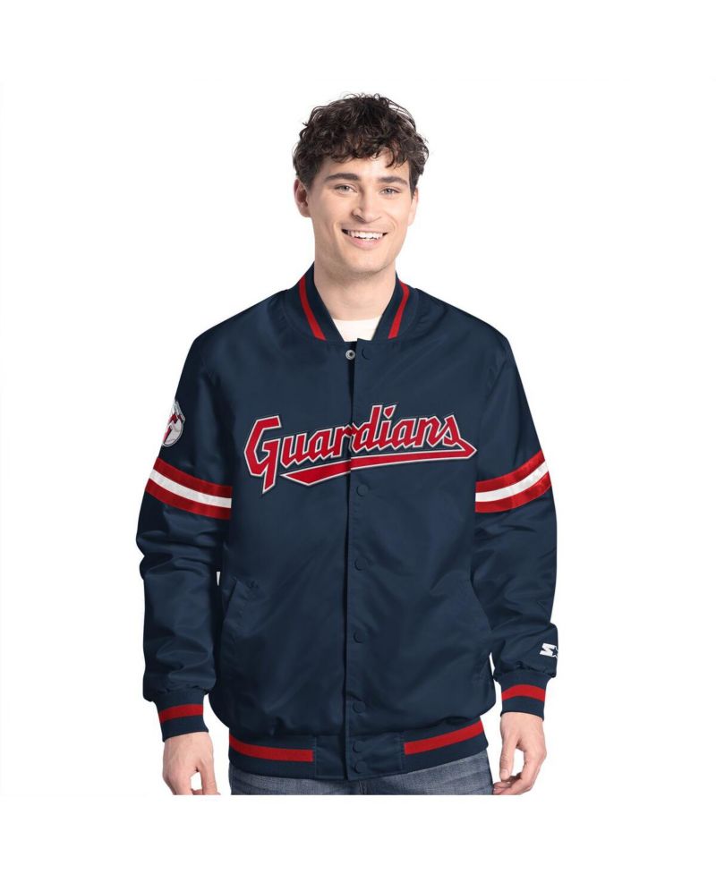 Men's Navy Cleveland Guardians Scout Full-Snap Varsity Jacket