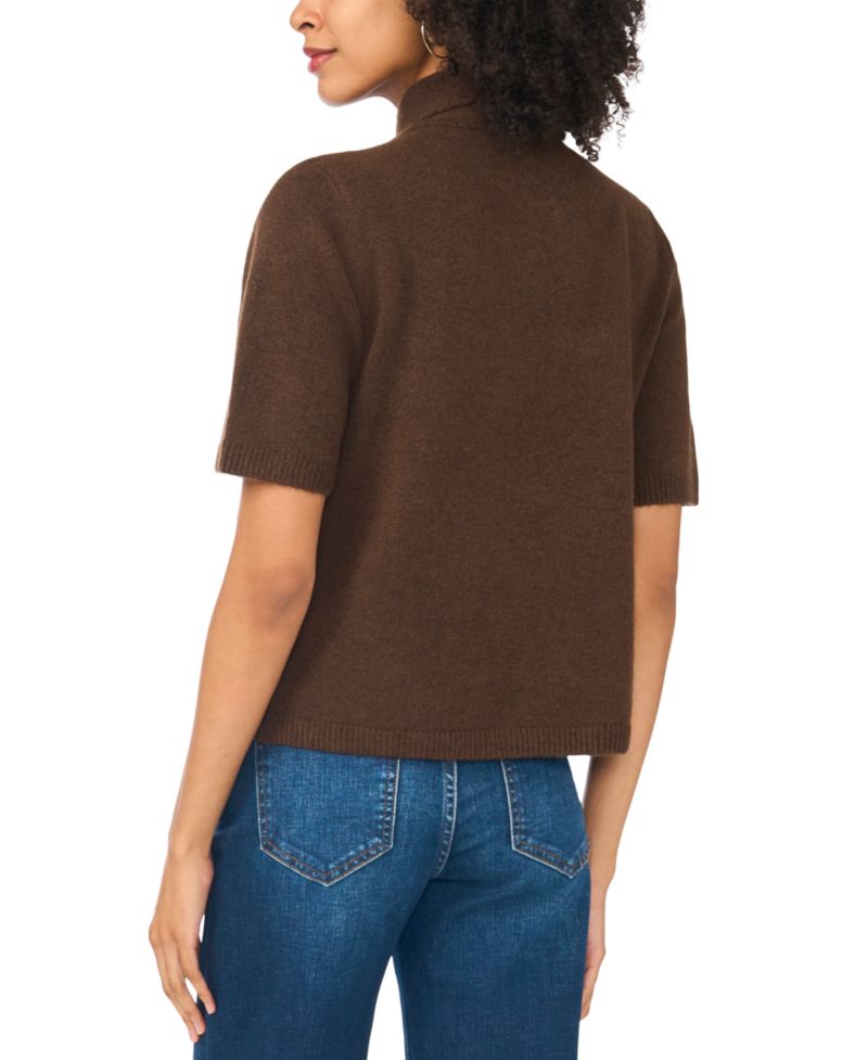 Women's Cozy Tie Neck Short-Sleeve Loose-Fit Sweater
