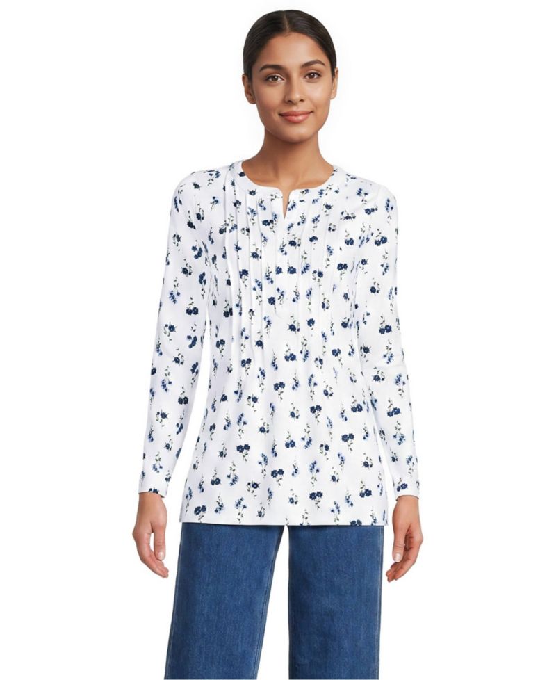 Women's Long-Sleeve Pintuck Tunic Blouse